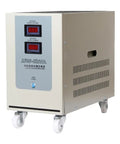 Top Shelf Industrial 220V Single Phase AC Voltage Regulator with digital display and wheels for easy mobility.