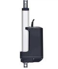 Heavy Duty Electric Linear Actuator Motor Featuring Rugged Stainless Steel Rod And Slick Smooth Operator Motion Control For Hassle Free Pro Grade Automation Projects, side view with stainless rod and motor housing.