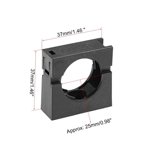 Badass AD25 Corrugated Tube Holders For Smooth Flexible Wiring And Raceway Pipes With Double Strut Clips Plastic clamp measuring 25mm.