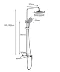 RIBEUJIZS Shower System, 10inch/25cm Round Rain Shower Set, detailed dimensions of modern chrome shower faucet set.