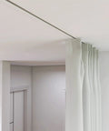 Hidden Ceiling Curtain Track System With Silent Rollers Custom Size White Ceiling Mounted Curtain Rod For Living Room Bedroom Shower Room Room Divider Use No Fuss Install Kit Included installed in white ceiling