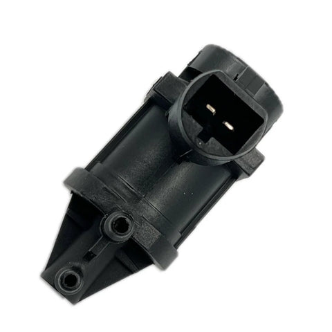 Automotive hub lock actuator solenoid, black plastic housing with a 2-pin connector