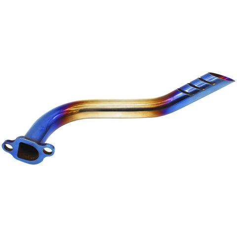 Exhaust Pipe Header Kit For 212cc Predator Non Hemi And 196cc KT196 Mini Bike Engines, side view highlighting curved pipe design