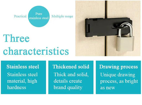Top Notch Stainless Steel Sliding Gate Bolt Door Lock Latch With Brushed Finish Heavy Duty Rust Resistant Hardware For Secure Window Shed Or Garage Upgrade Your Setup Now, showcasing lock on door with padlock.