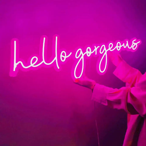USB Powered Acrylic Wall Light For Home Decor Vibe, LED Panel With Shatter Resistant Back, pink "hello gorgeous" text glow