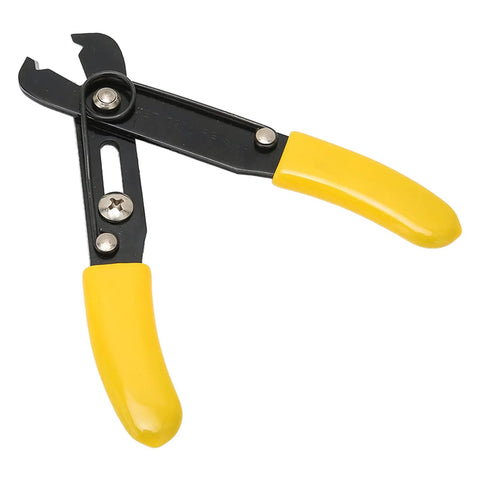 No Fuss Wire Strippers With A Comfort Rubberized Handle And High Precision Single Hole Cutter, black and yellow design, ideal for jewelry making.