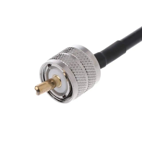 Close-up of RF Coaxial Cable Connector UHF PL259 Male To PL259 Male RG58 Pigtail Cable 50cm for antennas radios