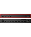 Plug And Play Thunderbolt 5 Docking Station Boasting 180W Output For Smooth Triple 8K Displays And Snappy Data Transfers For High Performance Workstation Setups Black, showcasing ports and sleek design.