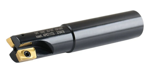 Five Eighth Inch 90 Degree Square Shoulder Indexable End Mill With Three And A Quarter Inch OAL Includes APKT11T3 Carbide Inserts Two Flute Milling Tool For Square Shoulder Face And Side Milling Applications