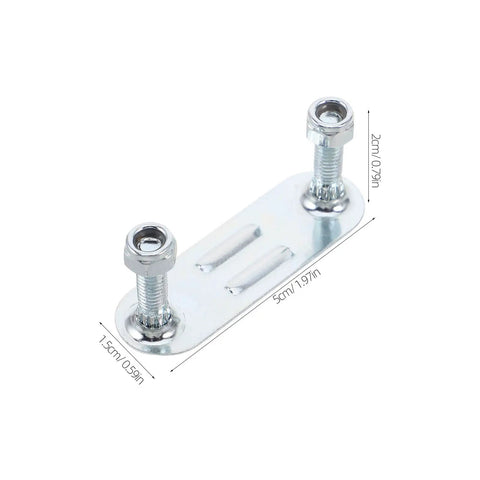 Metal plate component from Four Piece Roller Skate Repair Parts Kit With Five Metal Plates And Mounting Hardware For Recreational Quad Skating Shock Cushion Set 20mm Fits Most Setups For All Skill Levels, showing dimensions.