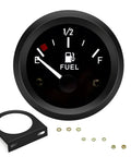 2 Inch 52mm 12V Gas Gauge Kit With Nut And Bracket Universal Fit For Car RV Boat Yacht Marine And Motorcycle Dash Meter 240 33 Ohm Sender E One Half F Pointer Black front view