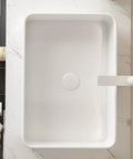 20'' Rectangular Vessel Ceramic Bathroom Sink without Faucet, Striped, White viewed from above, showcasing smooth interior.