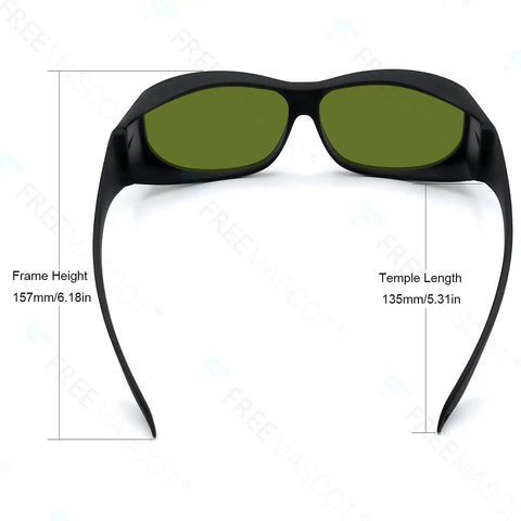 Pro Grade Multi Wavelength Laser Safety Glasses For 190-450 Nm And 800-1100 Nm, OD 4 Plus At 440-460 Nm, OD 8 Plus At 800-1100 Nm, OD 1 Plus At 630-660 Nm, 65 Percent Visible Light Transmission, EN207 Certified Frame Style 4