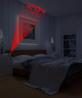 Digital Projection Alarm Clock With Weather Station And Indoor Outdoor Thermometer projecting time and temperature on wall