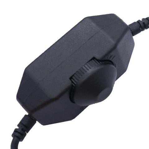 2 Pack DC 12V To 24V Rotary PWM Dimmer Switch For LED Strip Lights showing a close-up of the black dial and connector.