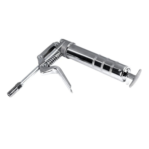 Handheld 120cc Grease Gun For Industrial Maintenance, Chrome Plated Metal Lubrication Tool For Machinery, Heavy Duty Manual Grease Filling
