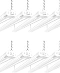 Ten Pack 4ft Linkable LED Shop Light Fixture 4400 Lumens, 42W, 5000K Daylight White hanging setup