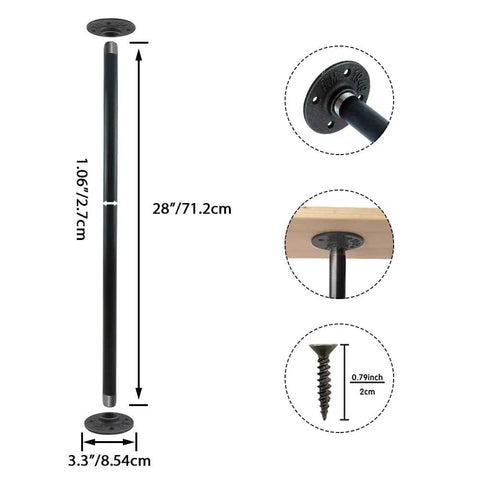 Industrial Grey Pipe Table Legs Set Of Four 28 Inches Tall Made From Heavy Duty Metal Pipes And Flanges dimensions and components