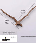 Premium Black Walnut Clock Hands Set With Copper Bushing for classic wall clocks, showing 100 mm hour hand and 120 mm minute hand