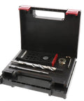 Pocket Hole Jig For Thick Wood Materials One And One Half Inch Or More With One Half Inch Bit Hardened Steel Bushings Dual Position Fence Built Tough Heavy Duty Two And One Half Inch Screws Delivers Precise Pocket Holes And Clean Strong Joints in open carrying case