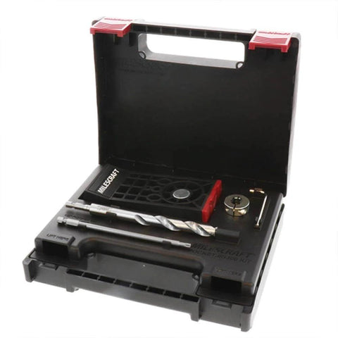 Pocket Hole Jig For Thick Wood Materials One And One Half Inch Or More With One Half Inch Bit Hardened Steel Bushings Dual Position Fence Built Tough Heavy Duty Two And One Half Inch Screws Delivers Precise Pocket Holes And Clean Strong Joints in open carrying case