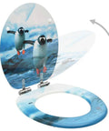 Slick Soft Close Toilet Seat With Dope Penguin Design And Solid Zinc Alloy Hinges For Bathroom Plumbing Hardware, showing penguin graphics.