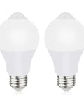 Outdoor And Indoor Motion Sensor LED Bulbs 9W A19 60W Equivalent 800 Lumens 5000K Daylight E26 Dusk To Dawn Motion Activated Security Lighting 2 Pack For Home Patio Entryway, front view