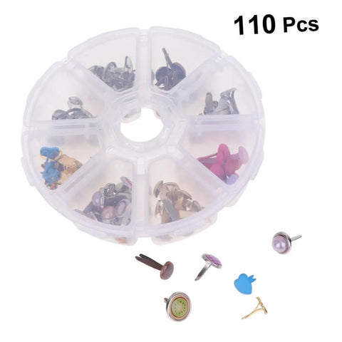 Colorful Metal Brads Fasteners Set For DIY Crafts Scrapbooking And Cardmaking Easy To Use Embellishment Kit With Storage Box