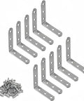 10 Pack 4x4 Inch Stainless Steel L Shaped Brackets Heavy Duty 90 Degree Corner Braces For Wood Projects With 60 Mounting Screws