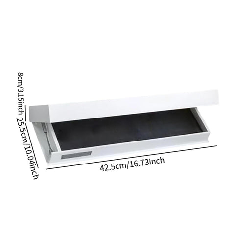 Hella Tidy White Floating Wall Shelf With Concealed Drop Down Drawer Pull Out Storage Rack Smooth Glide Space Saving Organizer For Living Room Office Dead Simple Setup Total Clutter Free Vibe Guaranteed