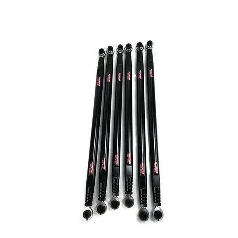 X3 Heavy Duty Radius Rods Upgrade For 72 Inch Models With Powder Coated Black Finish Five Times Stronger Than Stock Machined From Solid T6 Aircraft Aluminum Quality 52100 Chrome Plated Sealed Bearings And Hardware For Easy Installation, black radius rods set