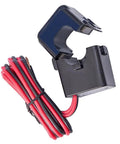 Split Core Current Transformer Sensor Clamp 50A To 200A Low Resistance Leads no sweat installation, showing clamp design and attached wires.