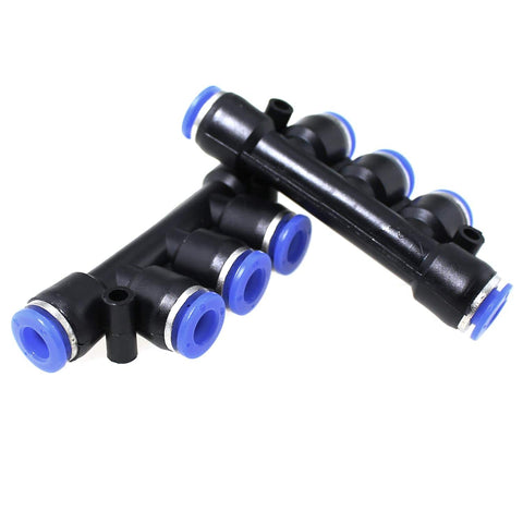 Five Way Inline Manifold Fittings Push In Quick Connect For 6mm Tube Outer Diameter 1/4 Inch Air Line High Pressure 0 To 150 PSI
