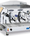 2 Group Volumetric Espresso Machine Gold Finish With 4 Cup Dosing Keypad, Dual Pivoting Steam Wands, Hot Water Tap, Visible Sight Glass