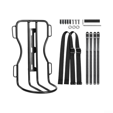 Check Out This Awesome 10 Liter Front Fork Bag That Slaps On Any Bike Scooter Or Ebike For Total Stability Plus The Heavy Duty Alu Rack Holds Your Gear Tight Without Flopping Around. Aluminum rack kit with straps and screws for 10L front fork bag