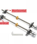 Two Pack 3D Printer Parts T8 Lead Screw Kit Stainless Steel Vertical Or Horizontal Mounts 8mm Outer Diameter With Nut And Bearing Blocks For Custom Builds; two lead screws with mounts, nuts, and couplers