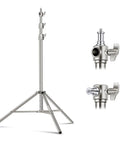 7.2Ft Stainless Steel Light Stand With Spring Cushioned Heavy Duty Build For Strobes, LED Video Lights, showing screw adapter