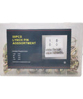 Locking Pin Assortment Kit With Fifty Pieces M4.5 M6 M8 M11 Spring Steel Annular Ring Clips in storage case