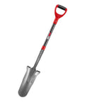 Drain Spade With Fiberglass Handle For Gardening And Trenching Sharp Edge Shovel For Cutting Roots 44 Inch Length Lightweight 4.4 Pounds 1050 Steel Spade For Digging And Transplanting featuring red handle and steel head on white background.