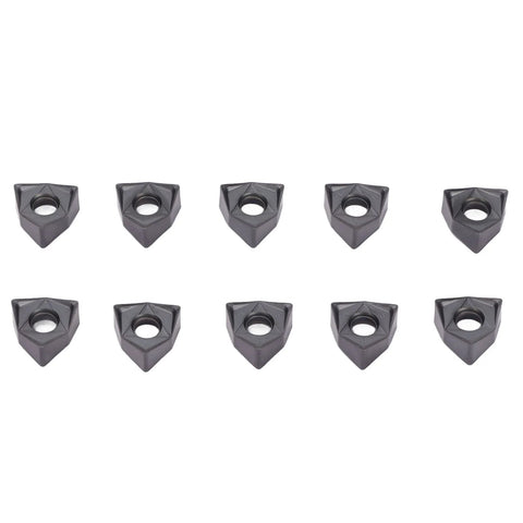 Ten black coated carbide indexable turning inserts with center holes for CNC lathe milling (steel/wood/plastic)