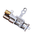 Close-up of 11mm Stroke Linear Actuator With 5V 2-Phase 4-Wire Precision Metal Gearbox Stepper Motor, silver metal design.