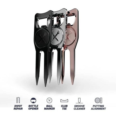 Six In One Premium Golf Divot Tool With Magnetic Ball Marker Bottle Opener Club Tee Groove Cleaner And Putting Alignment