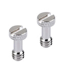 Honest Workhorse Standard Quarter Twenty Slotted Screws Brass Nickel Plated 17 Mm Long Heavy Duty Camera Mounting Hardware visible in close-up.