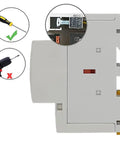 Side view of 4 Pole 63A AC Contactor With 110V 120V Coil 4NO Contacts 230V Ue 500V Ui 35mm DIN Rail Mount with screwdriver detail.