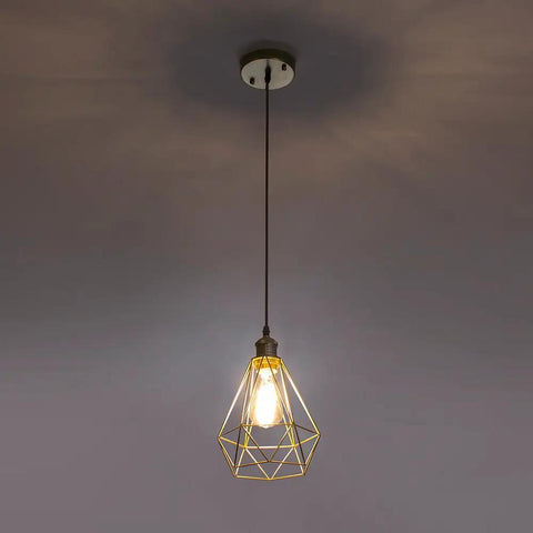 Gold Farmhouse Pendant Light 2 Pack Cage Style Hanging Lights For Kitchen Island, adjustable height, modern rustic design