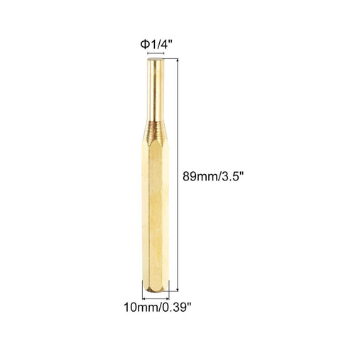 Brass Punch Set Two Piece No Mar Drive Pin And Alignment Punches One Quarter Inch Head, 89mm length for crafting.