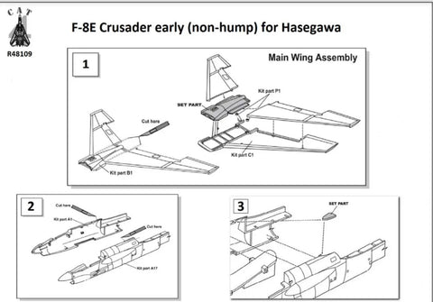 F-8E Crusader Early Non-Hymp Resin Kit Accessory For 1/48 Hasegawa Aircraft Kits Unpainted And Unassembled Instructions