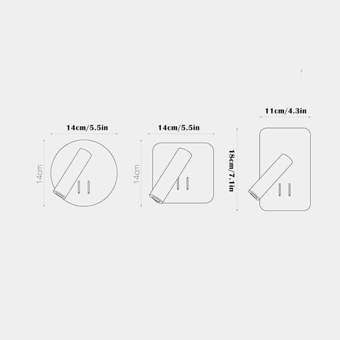 Dimensions of Modern LED Wall Sconce With Swivel Rotation And Dead Simple Switch For Indoor Bedroom And Living Room Setups Black Square Metal Shade.