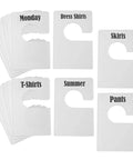 Pearl White Large Rectangular Closet Dividers Set With 16 Clothing Rack Size Dividers, 60 Labels And 16 Blank Labels displayed