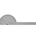 Hefty Stainless Steel Angle Protractor And 0 To 180 Degree Round Head Finder Measuring Ruler showing a 14cm straight edge for woodworking.